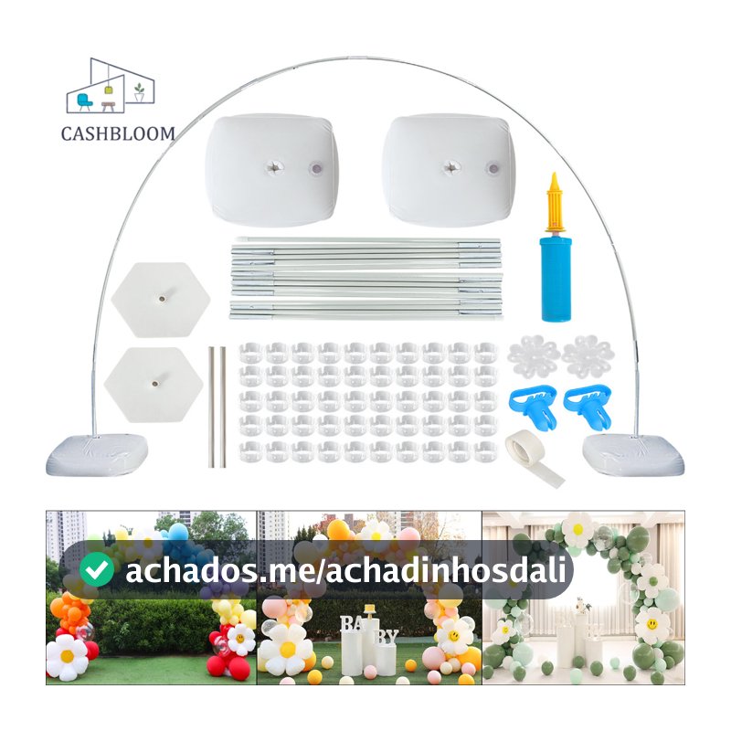 Kit  Estrutura Arco 2,7m Desmontável Ferro Reforçado Regulável para Festas e Decoração Bexigas