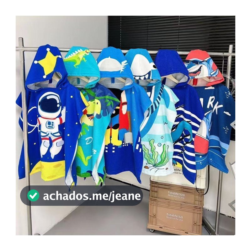 Roupão Infantil Menino E Menina Poncho Dinossauro Atoalhado Divertido Roupa de Banho Toalha Infantil Verão