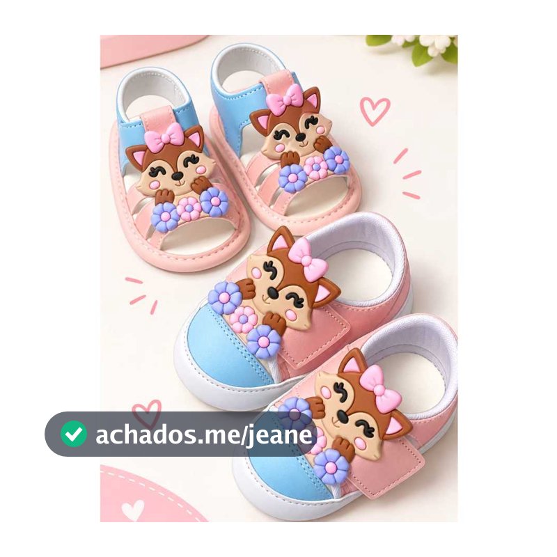 Combo Estilo Menina Recém Nascido Kit 2 Pares Rapozinha Tênis e Sandália Confortável