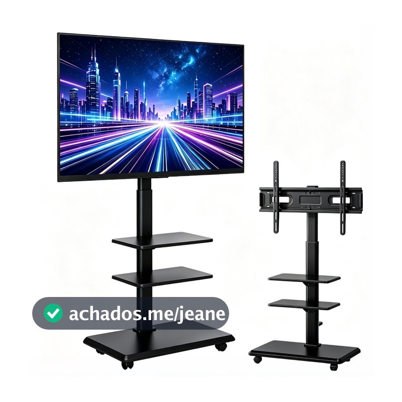 26 - 75" Brave Bull Suporte De Chão Pedestal Móvel Para Tv Monitor, Aço Reforçado, Montagem Simples