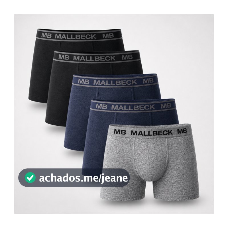 Kit 5 Cuecas Boxer de ALGODÃO Masculina Box Adulto Cueca Cotton