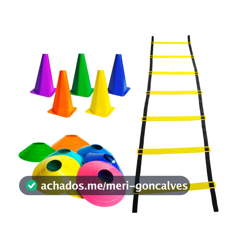 5 Cones, 5 Chapéus Chinês e 01 Escada Agilidade Kit funcional Agilidade Completo Para Treino