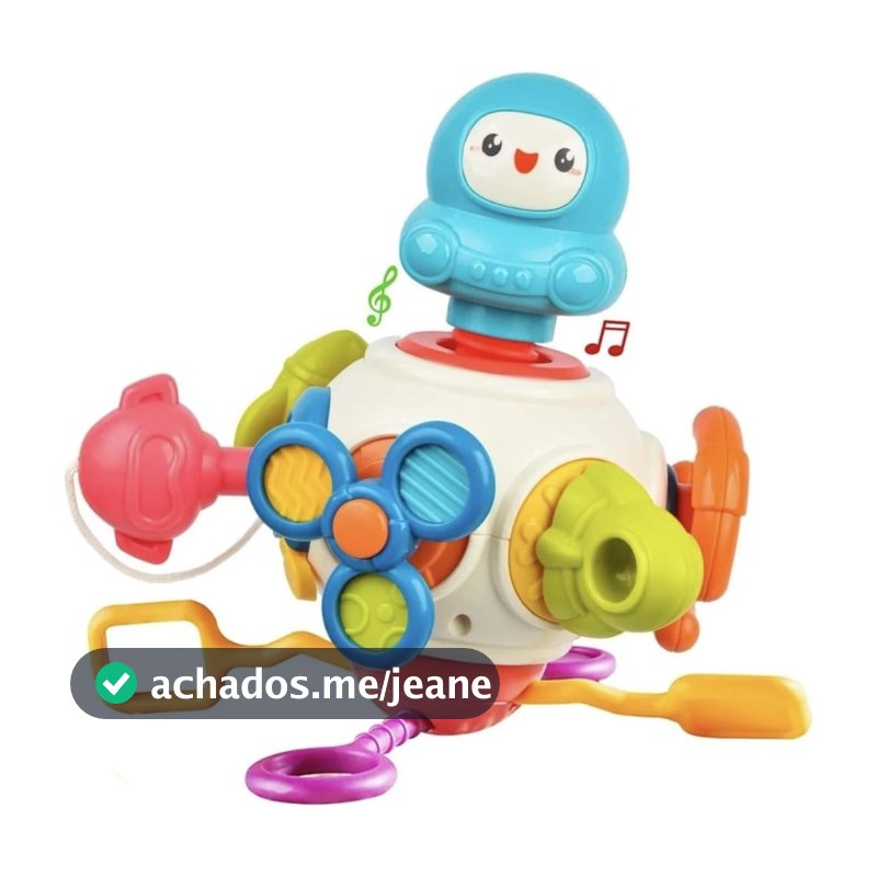 Chocalho Multissensorial Brinquedo Astronauta Interativo Montessori Bebê 8 em1