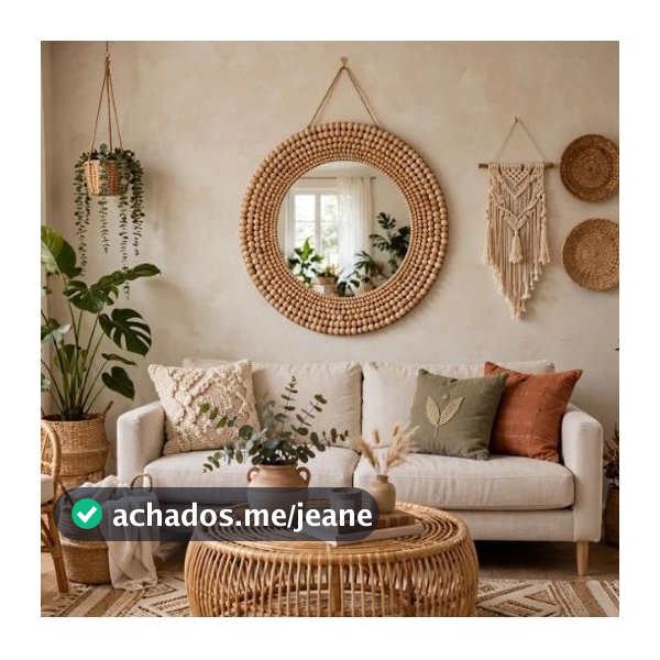 Espelho decorativo boho rústico tendência decoração