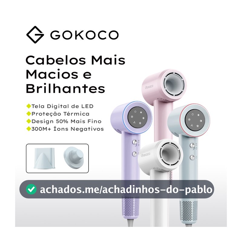 GOKOCO Secador de Cabelo de Alta Velocidade Secador de Cabelo Profissional 1500W Alta Velocida de 2Minutos Secagem Rápid