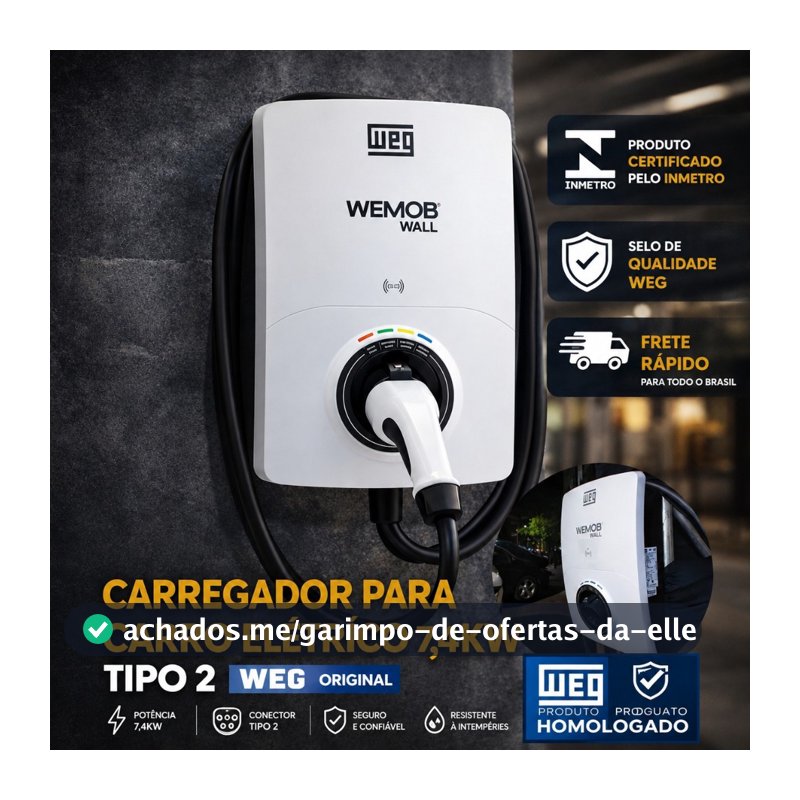 Carregador Carro Elétrico 7,4kW WEG Tipo 2 Wallbox Bivolt 220V