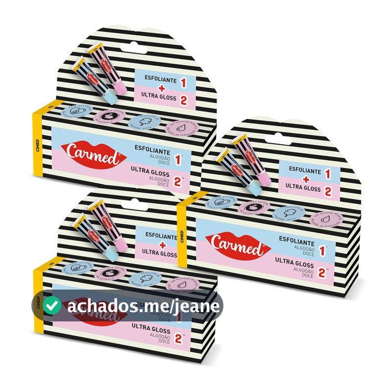 Kit 3 Carmed SOS Lábios Algodão Doce Esfoliante 10g/Ultra Gloss 10g