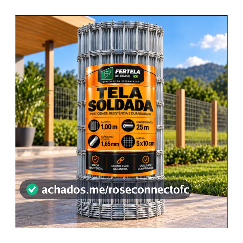 Tela Soldada Galvanizada 1,00m x 25m Malha 5x10cm Fio 1,60mm para Cercamento