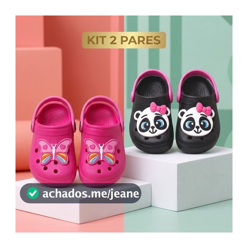 Kit 2 pares Sandália Infantil Feminina Babuche Criança Confortável Promoção