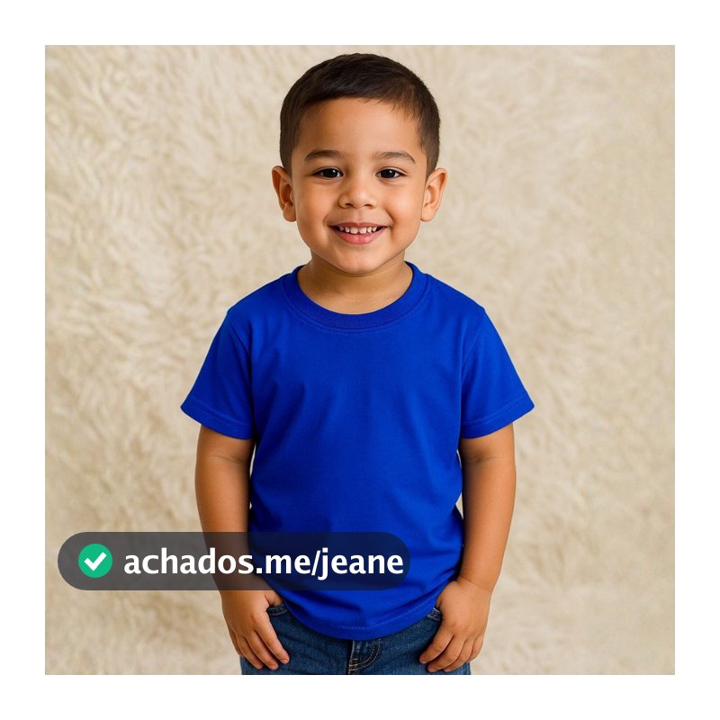 Camiseta Infantil Azul Royal 100% Algodão Lisa Básica Masculina Leve, Confortável para o Dia a Dia