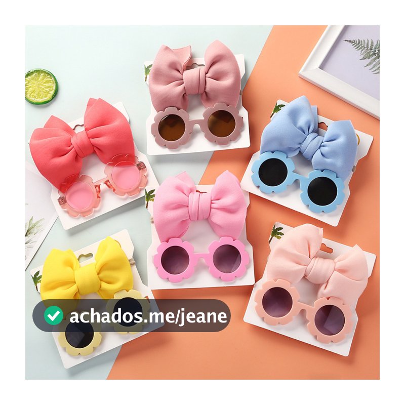 Kit Infantil com Faixa de Cabelo Floral e Óculos de Sol | Para Praia, Festa, Passeio e Presente