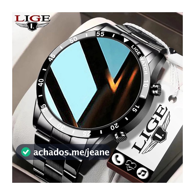 LIGE Novo Smartwatch Relógio Inteligente De Chamadas Bluetooth Para Homens IP67 Esportivo À Prova D'água Fitness