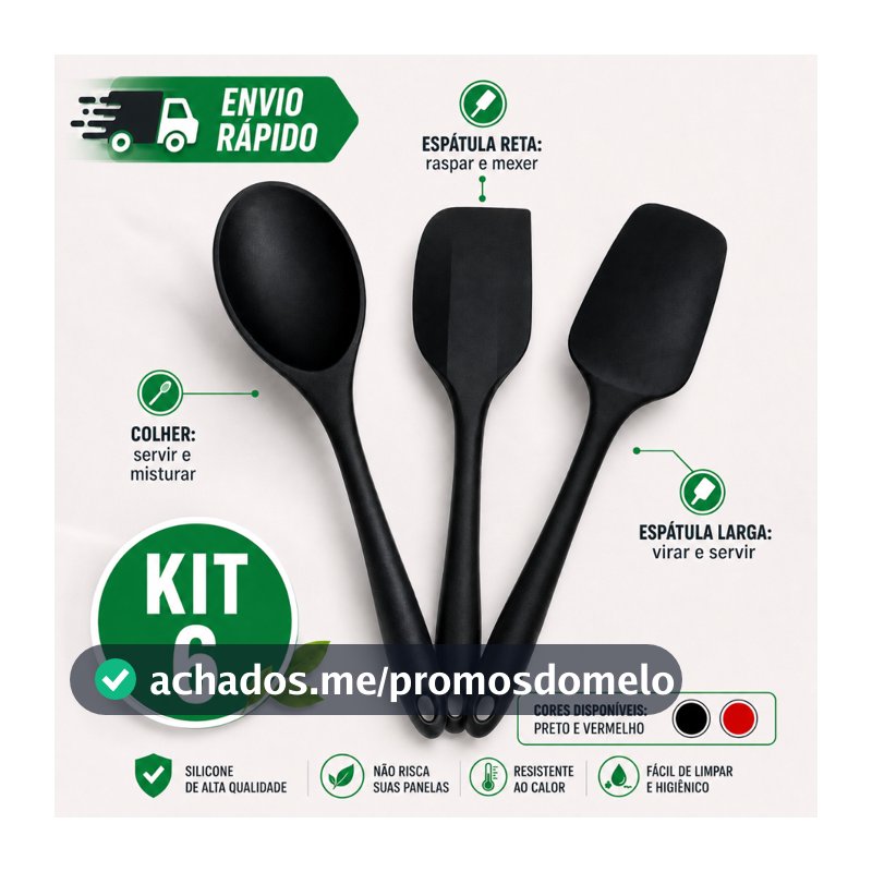 Kits Espátula mais Colher de Silicone Antiaderente Utilidade Domestica