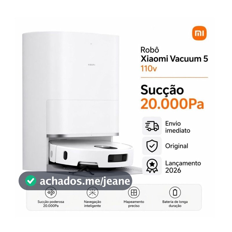 Robô Aspirador Vacumm 5 Pro Inteligente 20000Pa Mapeamento WiFi Auto Limpeza 220V