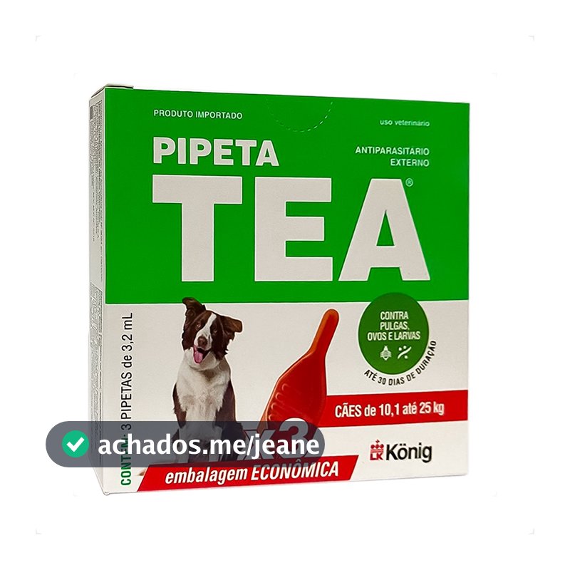 Tea Pipeta 3,2 mL Antiparasitário para Cães de 10,1 até 25 kg - 3 Pipetas