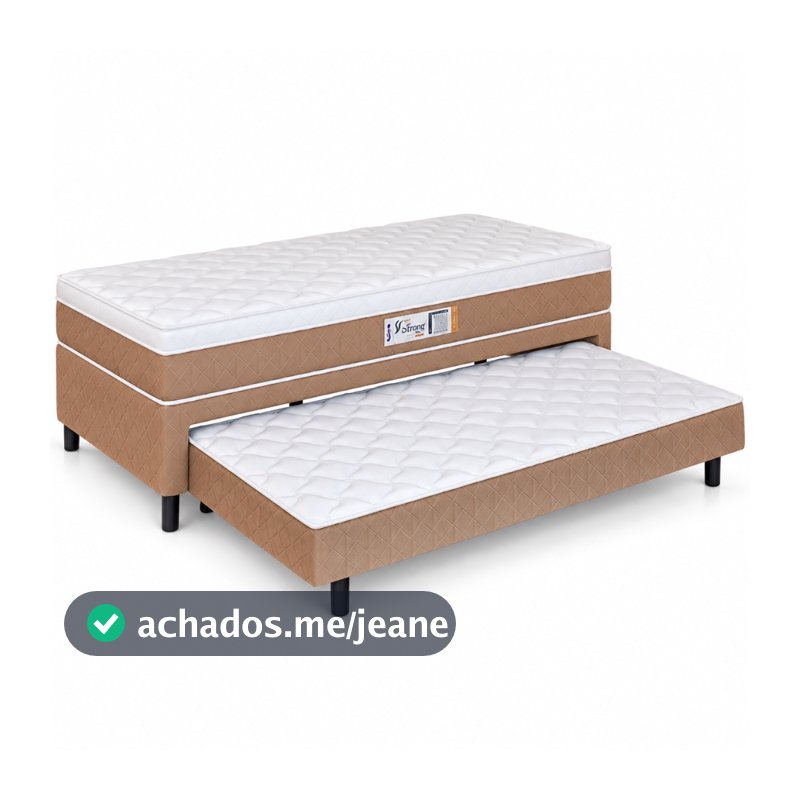 Cama Box Solteiro Com Cama Auxiliar Conjugada Espuma D28 Aspen 88x188x53cm Marrom / Branco Hellen