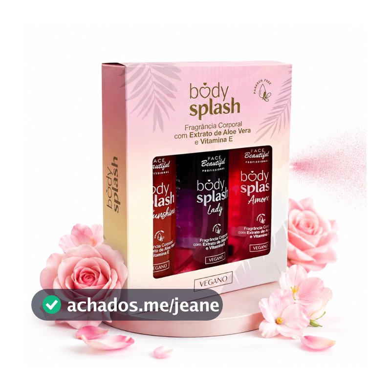 Kit 3 Body Splash Feminino Fragrâncias Variadas Perfume Corporal Longa Duração 100ml Face Beautiful