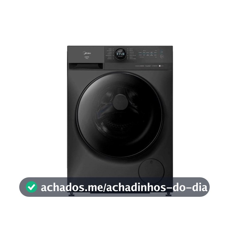 Lavadora de Roupas Midea Slim 11kg HealthGuard Smart Inverter Água Fria e Quente Titanium