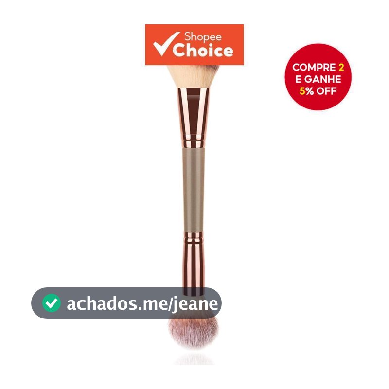 Pincel Facial Dupla Face Champanhe De Luxo – Liquidificador Versátil De Contorno E Blush Para Maquiagem Em Pó