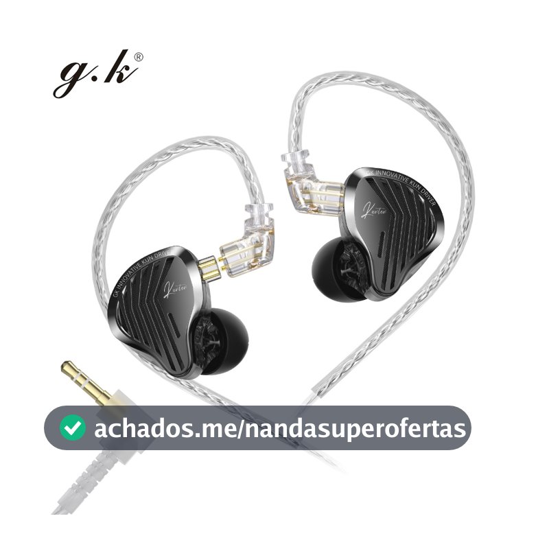 GK-KUNTEN HIFI Bass in Ear Fones De Ouvido Dinâmicos Monitor Esportivos Com Cancelamento De Ruído Castor pro