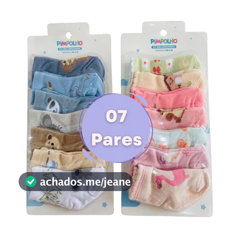 Kit meia bebê Pimpolho menino e menina recém nascido SEMANINHA