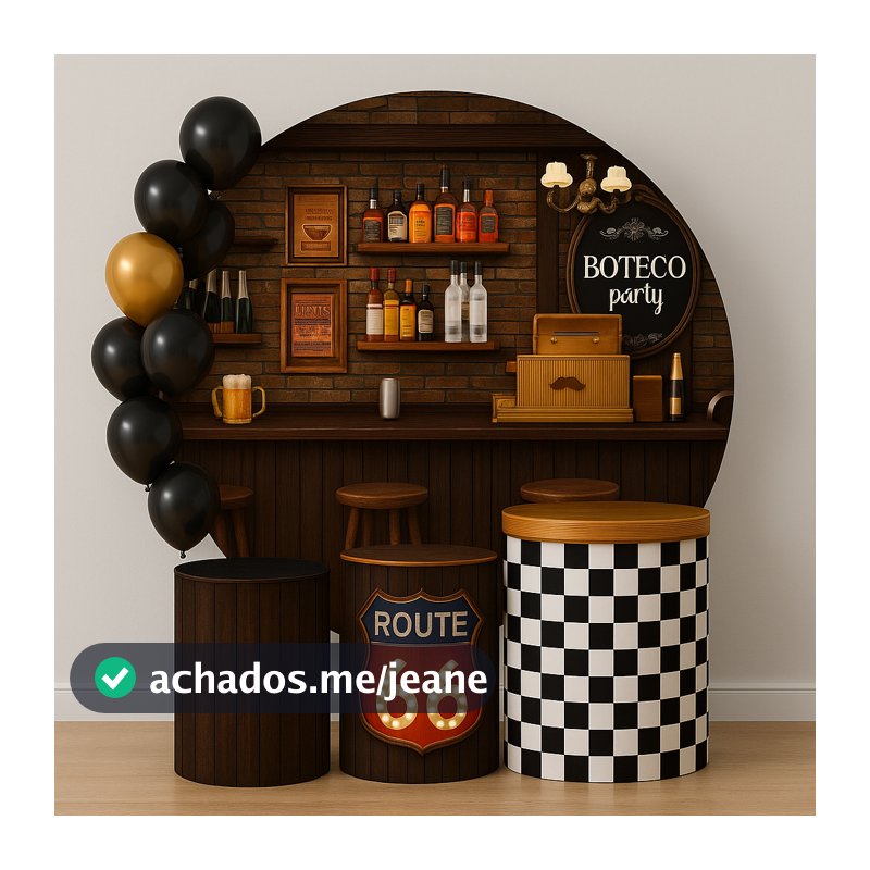 Trio Capas de Cilindros + Painel Veste Fácil Tema Boteco – Decoração Tema Festa | Aniversários