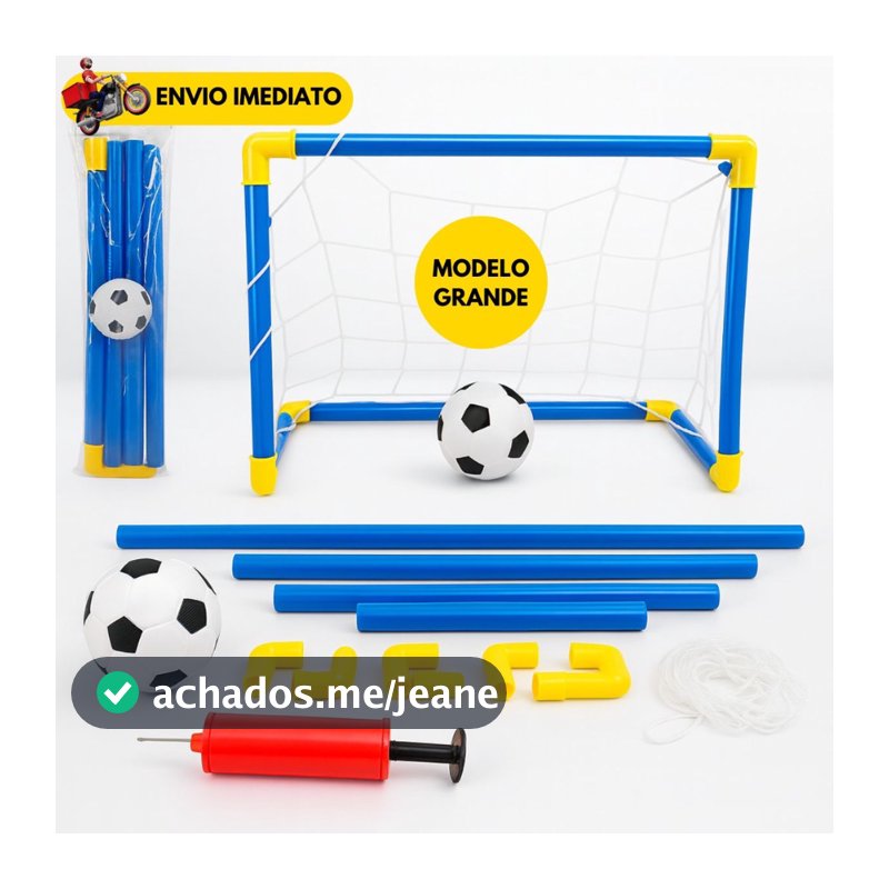 Kit Mini Trave com Rede + Bola + Bomba de Encher Trave Golzinho Futebol Infantil