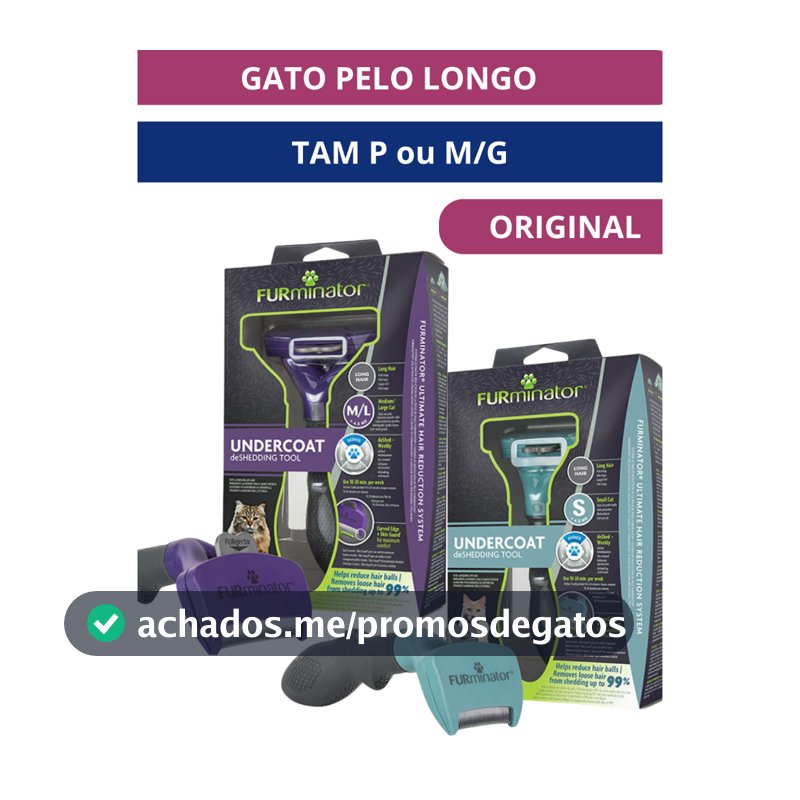 Escova Furminator para Gato de Pelo Longo - Tamanho P ou M/G