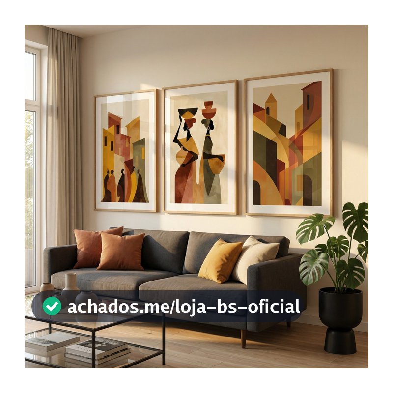 Quadro Brasilidades Trio De Quadros Decorativos Quadro Com Moldura E Vidro Abstrato Os Habitantes