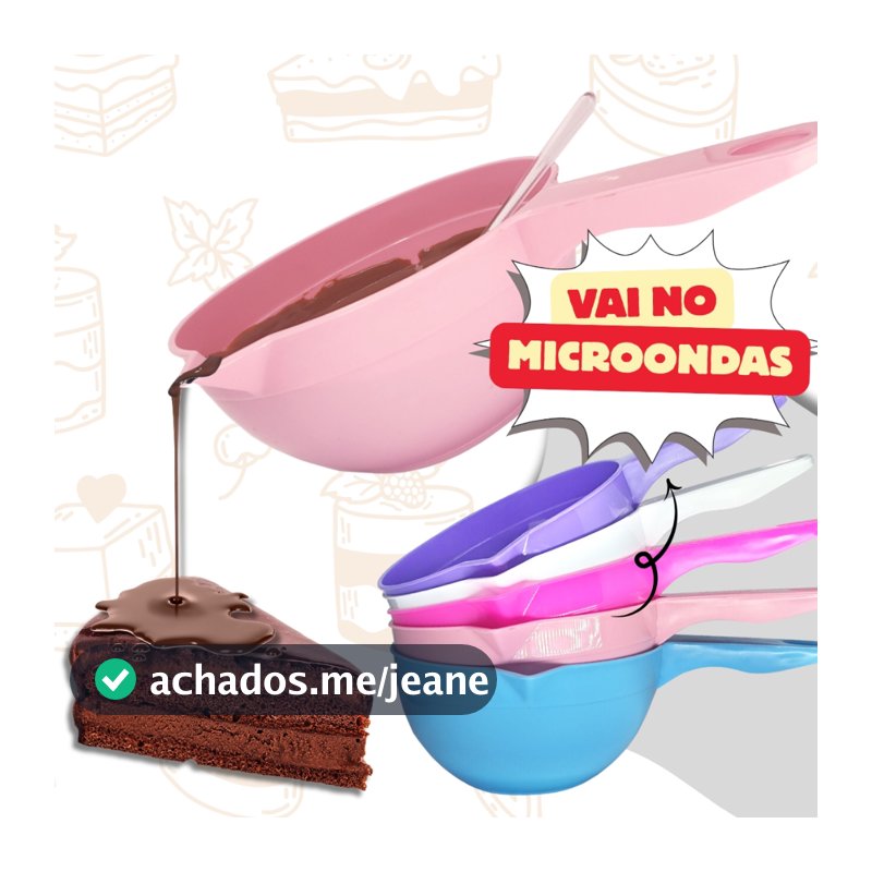 Kit 5 Panelinha Multiuso Confeitaria 850ml Todas as Cores Derretedeira de Chocolate
