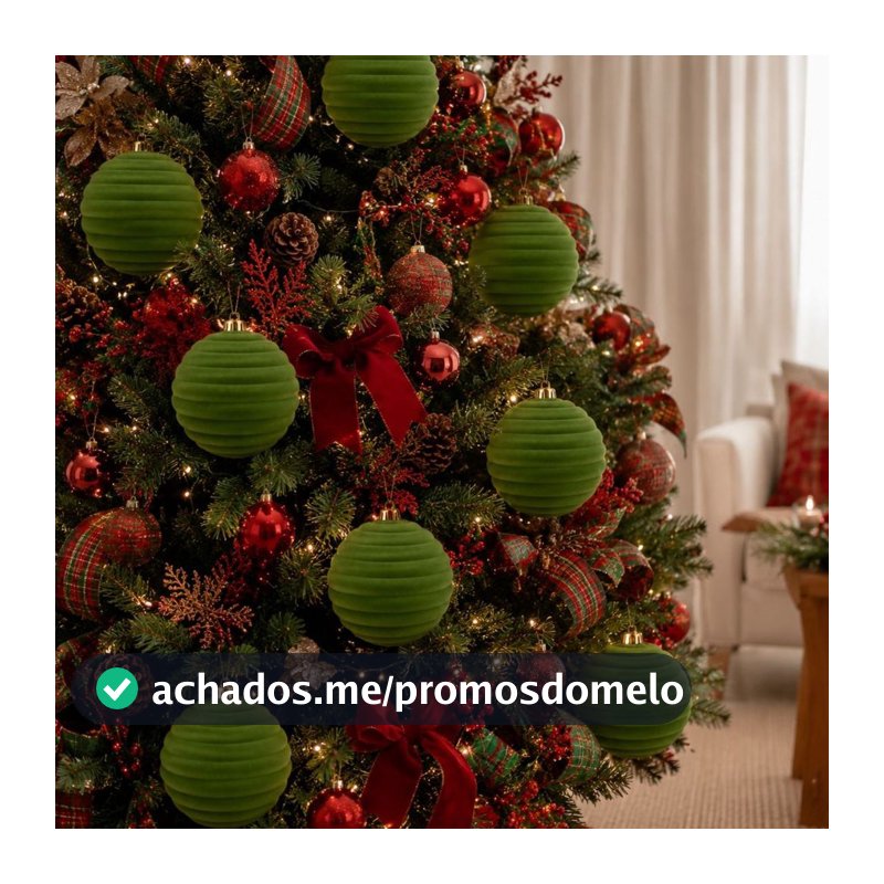 Bola de Natal Verde em Veludo 15cm Acabamento Sofisticado 26274 - Vencedor