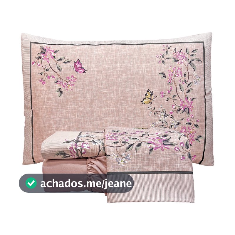 Jogo de Cama 4 Peças Percal 300 Fios Floral Buquê