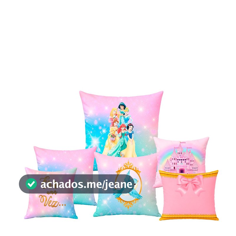 Capa de Almofada Princesas 42x42 Decorativa Quarto Infantil