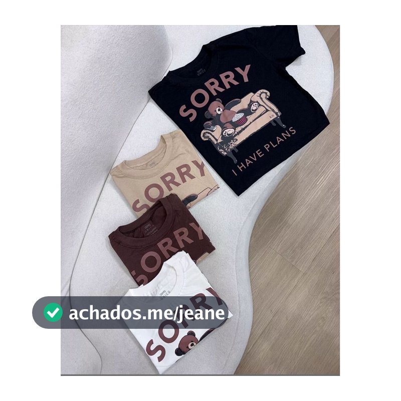 Camiseta Cropped Blusinha Algodão Feminina Estilosa Ursinho Sorry