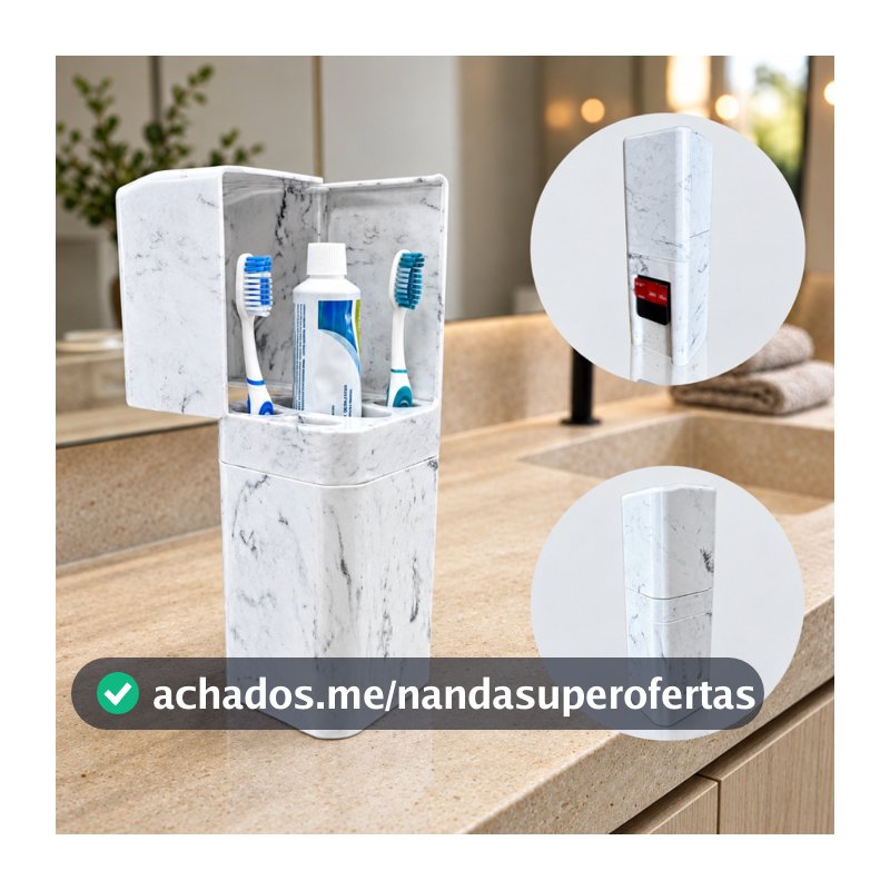 Porta Escovas e Creme Dental com Encaixe Adesivo