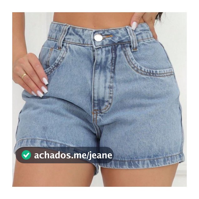 Short Jeans Feminino Marmorizado Sem Lycra Cintura Alta com Bolsos Compridinho Soltinho Confortável