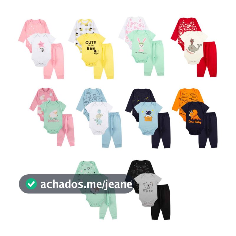 Roupa De Bebe 15 Peças Body Manga Longa e Curta e Calça Algodão Menino ou Menina