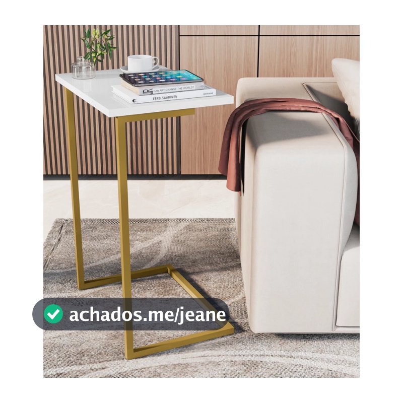 Mesa Lateral Notebook com Pés de Ferro Elegante Apoio Sala Sofá Moderna Decoração Pé Dourado