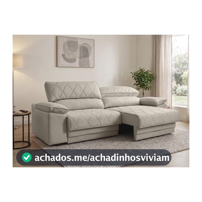 Sofá Leon 2,30m Com Molas Retrátil Reclinável  Velosuede - NETSOFAS