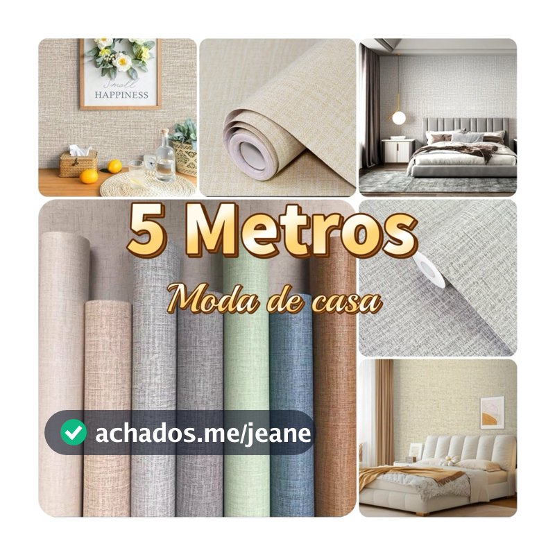 Papel de Parede Modelo Linho 5  METROS x 45CM Adesivo Autocolante para Sala, Quarto