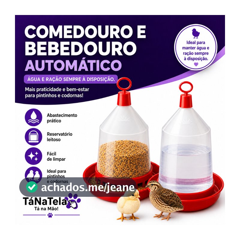 Kit Comedouro e Bebedouro 800ml para Codorna e Pintinho Come/Bebe Aves Resina Plástica Resistente