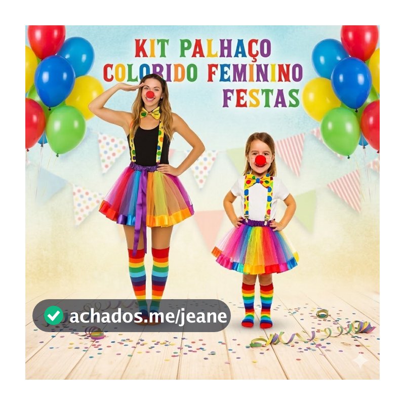 Kit palhaço colorido feminino Festas/circo tm único 6/38