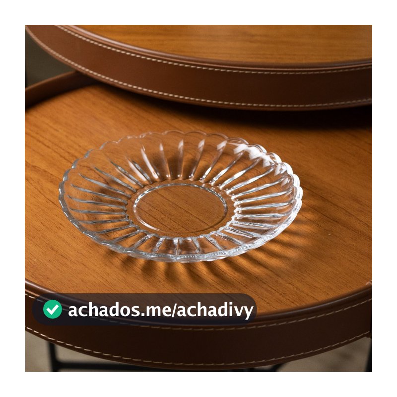 Prato Pétala de Vidro para Sobremesa 20cm Wolff Prato para Doces Bolo Mesa Posta Decoração e Servir Qualidade Jantar Uso