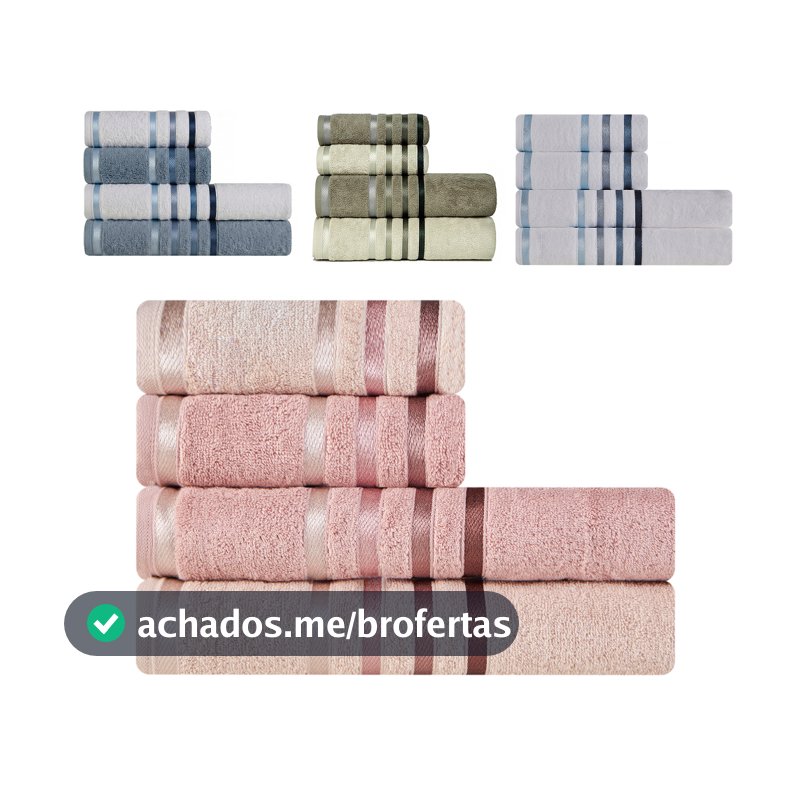 Jogo de Toalhas 4 Peças Banhão Gigante + Rosto Fio Penteado Lumina Karsten - Emcompre