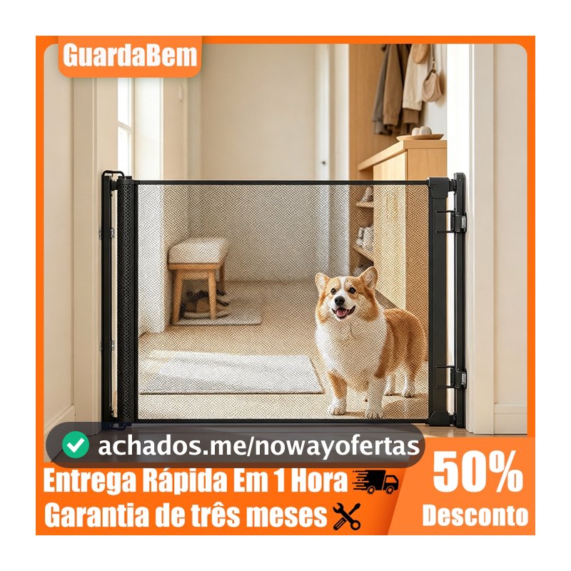 Tela de Proteção para Animais de Estimação e Bebês Barreira Retrátil Automática Grade de Proteção para Escada Corredor