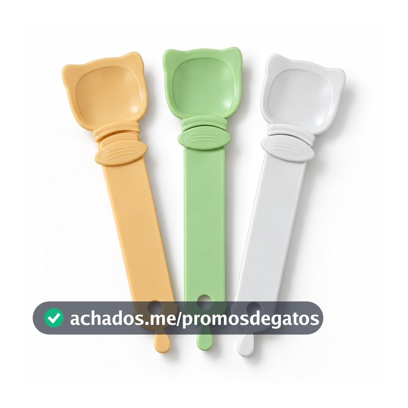 Colher Espremedor de Sachê para Gatos Espátula Pet Inteligente Ração Úmida Patê Alimento Prática e Reutilizável.