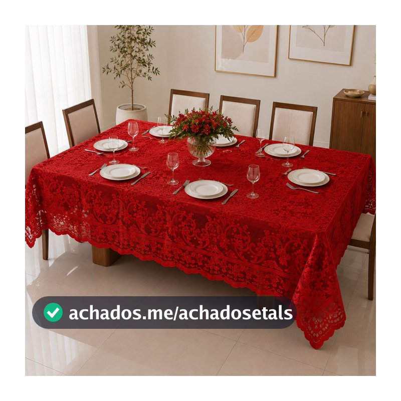 Toalha de Mesa Renda Grossa 2,30m para 6 Cadeiras Decoração Elegante e Sofisticada