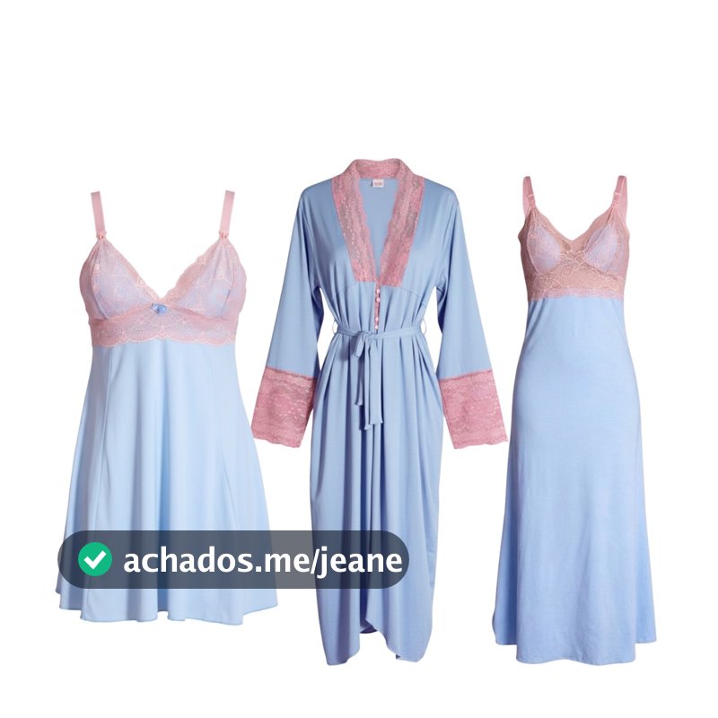 Kit Camisola Amamentação Pós Parto Conforto Praticidade Camisola Longa e Curta com Robe Longo