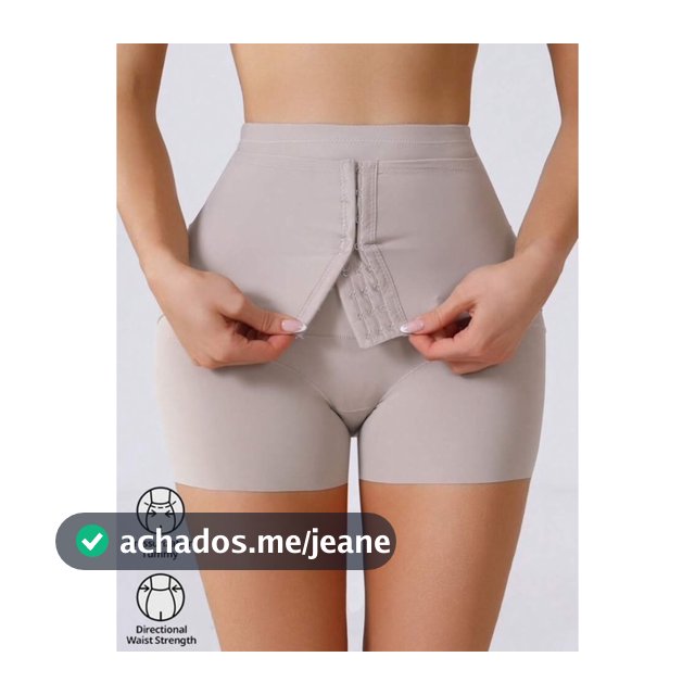 Short Cinta Modeladora Segunda Pele Fecho Em Colchete Empina Bumbum