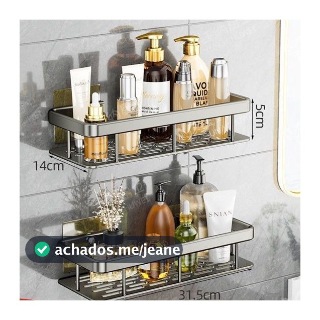 1/2 Suporte De Shampoo Preto Organizador Alta qualidade Prateleira De Banheiro Sem Furo Premium-Space Alumínio